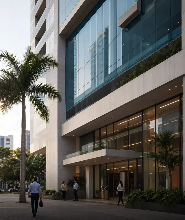 Fachada de edifício empresarial moderno